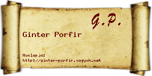 Ginter Porfir névjegykártya
